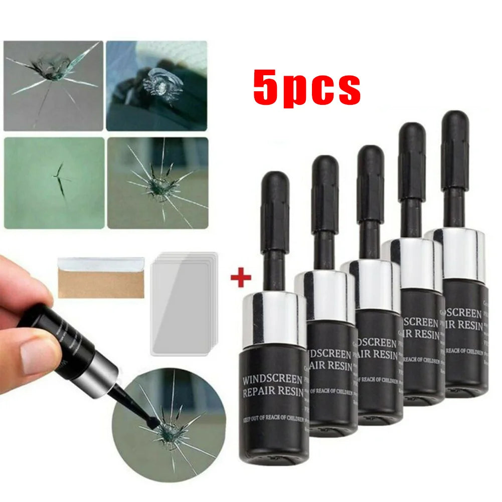5PCS Universal Automotive Glass Nano Repair Fluid Kit - Restore Your Car Windshield Like New!