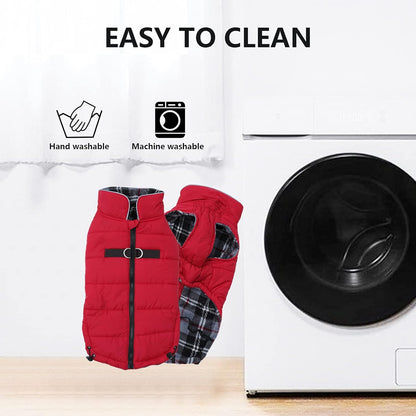 Dog Winter Warm Coat Jacket, Windproof Snowproof, Pet Outdoor Jacket for Small to Large Dogs - Red - XXL