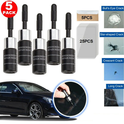 5PCS Universal Automotive Glass Nano Repair Fluid Kit - Restore Your Car Windshield Like New!
