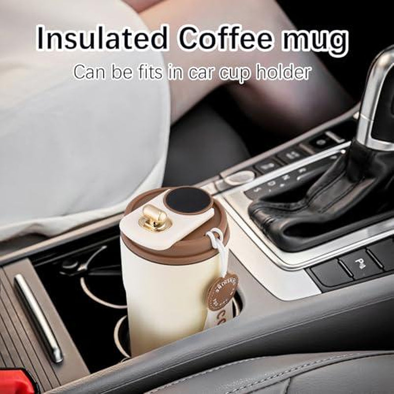 Stainless Steel Coffee Mug Vacuum Insulated Tumbler with Temperature Display Smart Coffee Thermos Outdoor Camping Mug Leak-Proof Lid Portable Cups for Hot Ice Everyday Essential Drinkware Gifts