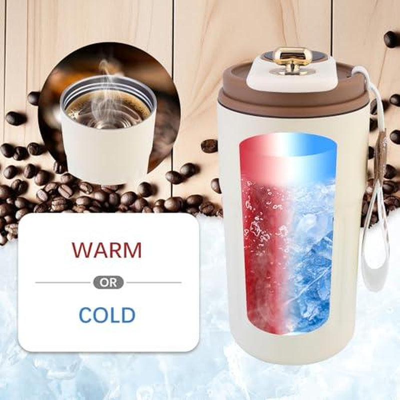 Stainless Steel Coffee Mug Vacuum Insulated Tumbler with Temperature Display Smart Coffee Thermos Outdoor Camping Mug Leak-Proof Lid Portable Cups for Hot Ice Everyday Essential Drinkware Gifts