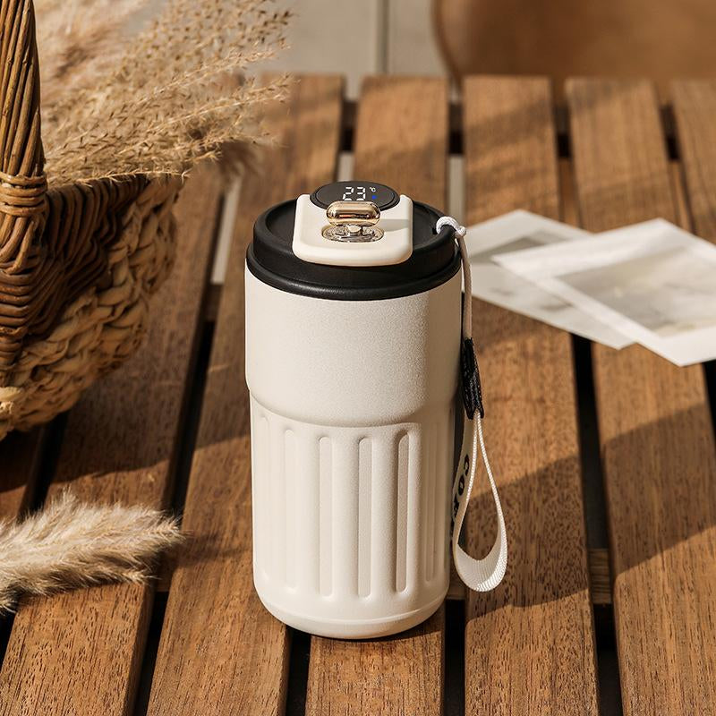Stainless Steel Coffee Mug Vacuum Insulated Tumbler with Temperature Display Smart Coffee Thermos Outdoor Camping Mug Leak-Proof Lid Portable Cups for Hot Ice Everyday Essential Drinkware Gifts