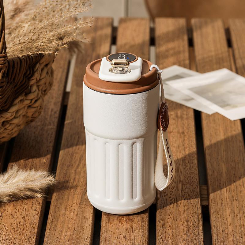 Stainless Steel Coffee Mug Vacuum Insulated Tumbler with Temperature Display Smart Coffee Thermos Outdoor Camping Mug Leak-Proof Lid Portable Cups for Hot Ice Everyday Essential Drinkware Gifts