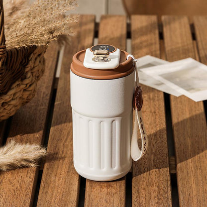 Stainless Steel Coffee Mug Vacuum Insulated Tumbler with Temperature Display Smart Coffee Thermos Outdoor Camping Mug Leak-Proof Lid Portable Cups for Hot Ice Everyday Essential Drinkware Gifts