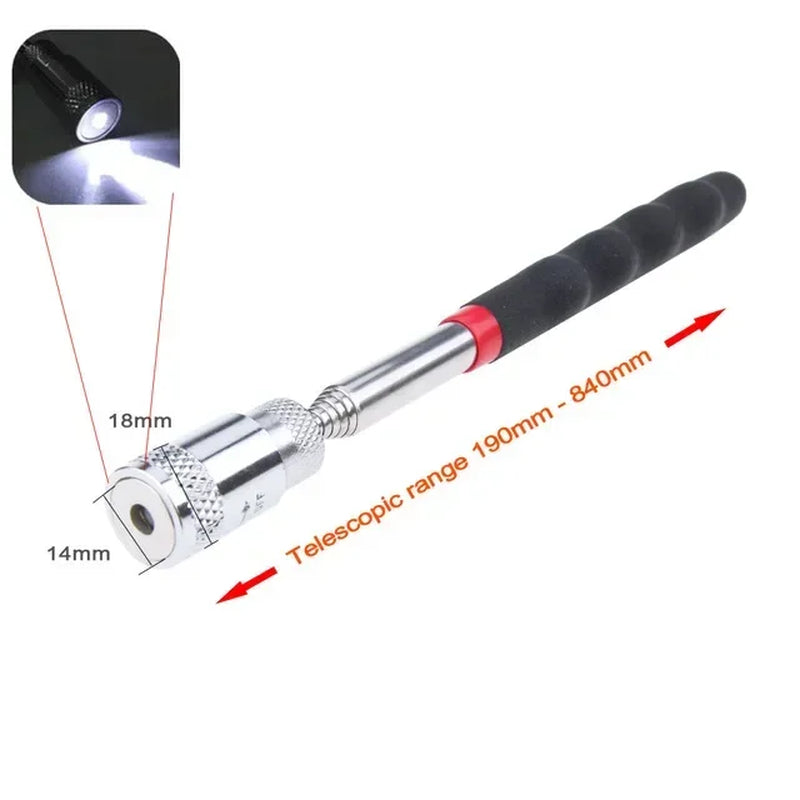 New Telescopic Adjustable Magnetic Pick-Up Tools Magnetic Telescopic Magnet Grip Long Pen Telescopic Magnet Stick with LED Light