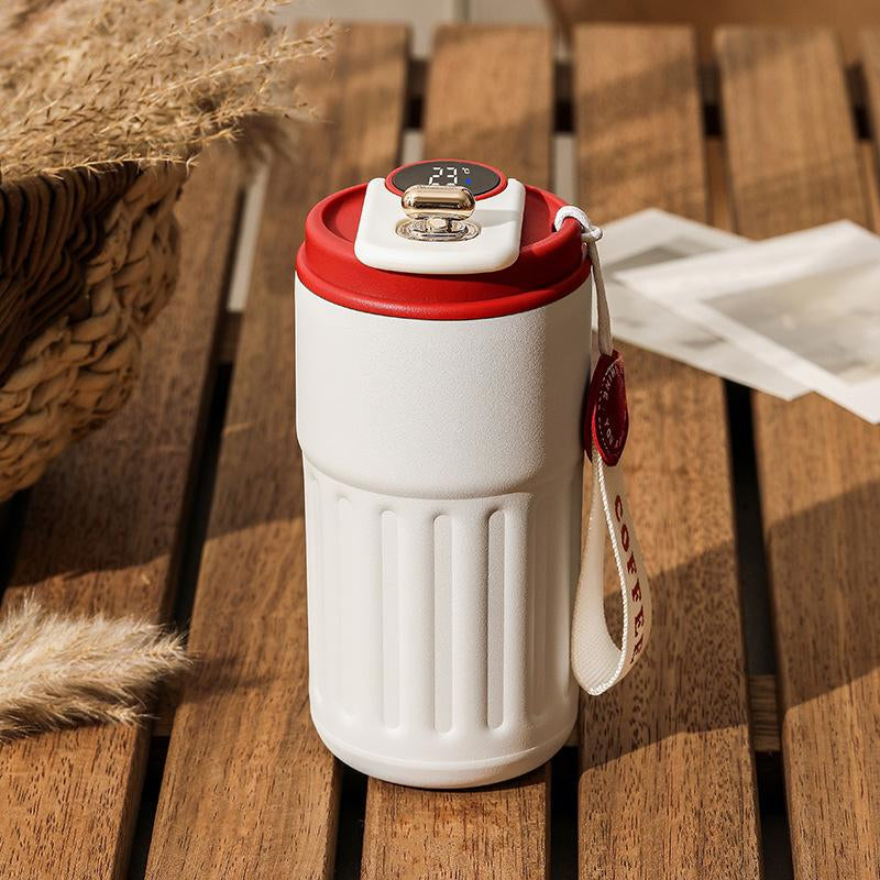 Stainless Steel Coffee Mug Vacuum Insulated Tumbler with Temperature Display Smart Coffee Thermos Outdoor Camping Mug Leak-Proof Lid Portable Cups for Hot Ice Everyday Essential Drinkware Gifts